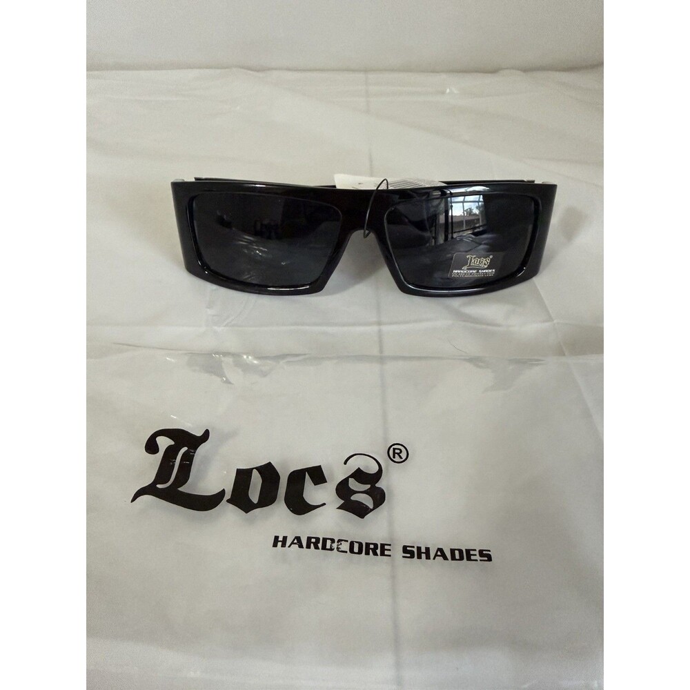 Locs Hardcore Shades Sunglasses Black Skull Wrap Around Cholo Biker NWT